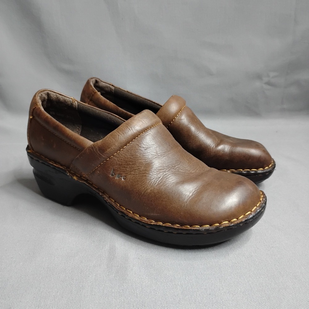 b.o.c. Born Concept Womens Brown Leather Clogs Mules Size 9 C00057